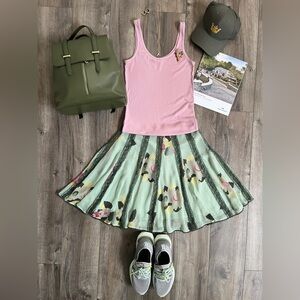 Betsey Johnson Mint Green Silk Floral Skirt